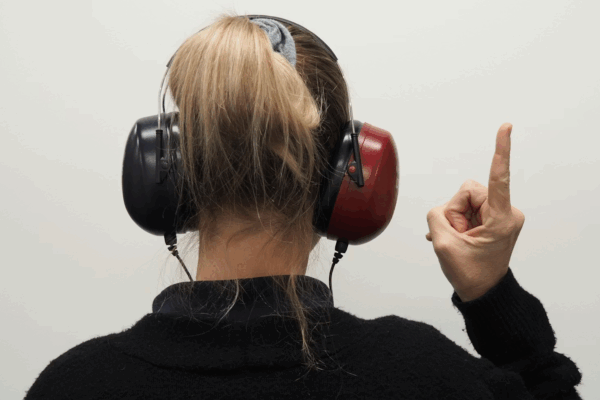 Woman wearing headphones